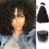 SULMY Bundles with Frontal Curly Brazilian Virgin Human Hair Weave Bundles 3+1