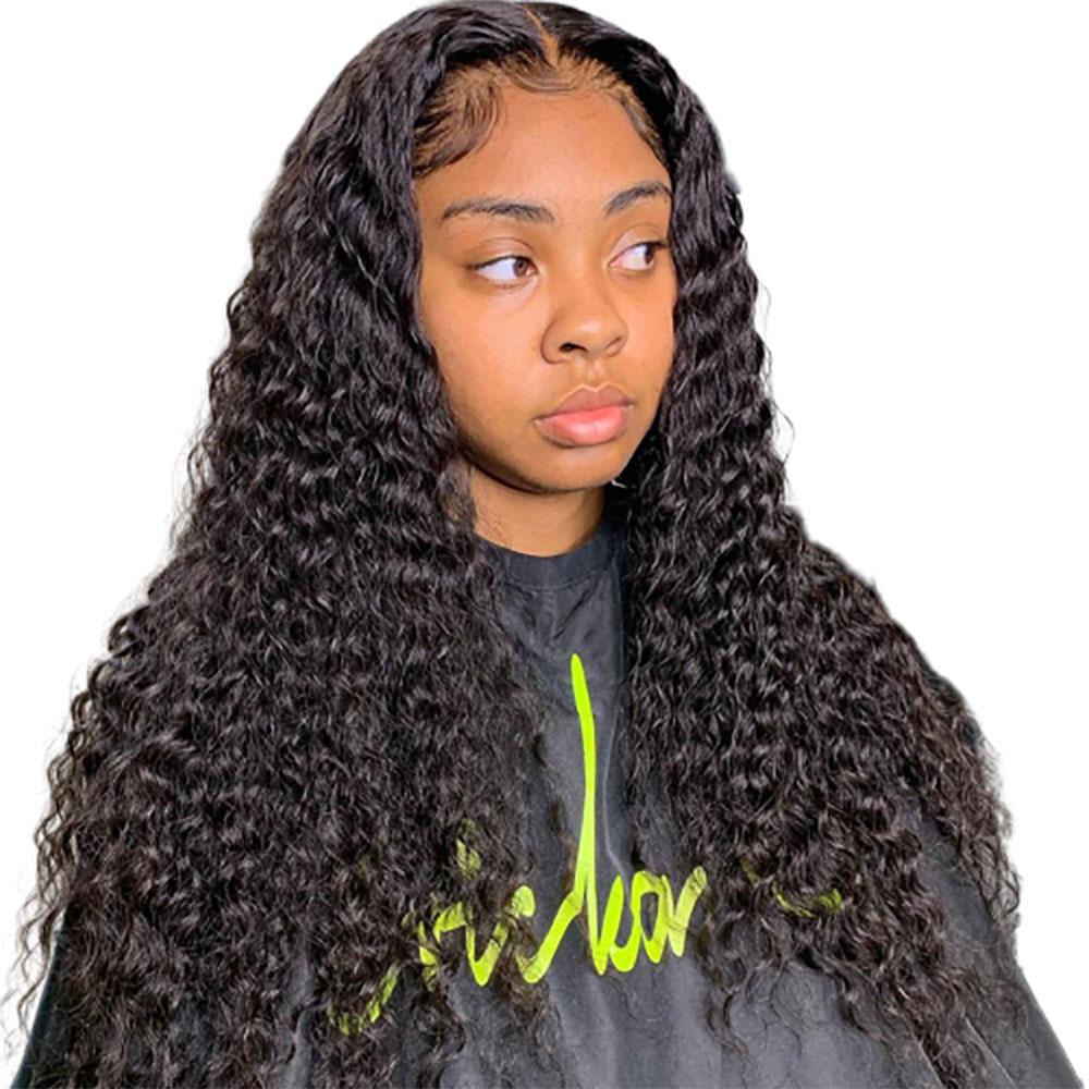 Lace Front Human Hair Wigs 13x4 Lace Wig Deep Wave, Pre-plucked