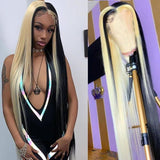 Half Black Half Blonde Wig Human Hair Lace Front Wigs