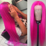 Hot Pink Wigs Human Hair Fuchsia Lace Front Colored Wigs SULMY | SULMY.