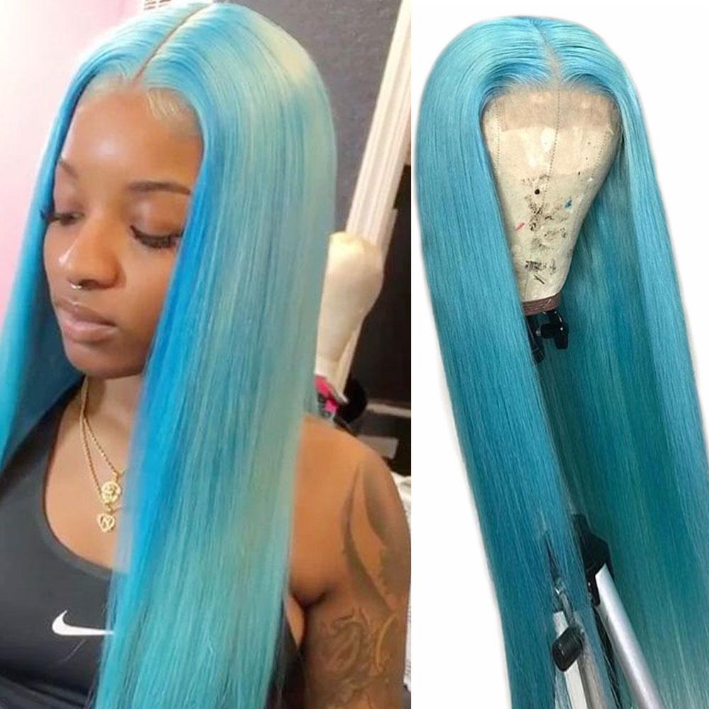 Light Blue Colored Wigs 100% Human Hair – SULMY
