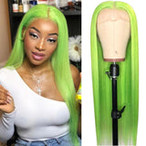 Lime Green Colored Wigs 100% Human Hair