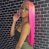 Ombre Pink Lace Front Wigs 100% Real Human Hair