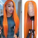 Orange Colored Wigs 100% Human Hair