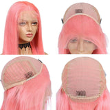 Pink Wigs Human Hair Light Pink Lace Front Colored Wigs SULMY | SULMY.