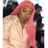 Pink Wigs Human Hair Light Pink Lace Front Colored Wigs SULMY | SULMY.