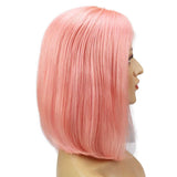 Rose Pink Bob Lace Front Wig Colored Short Human Hair Wigs -SULMY | SULMY.