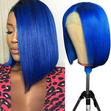 Royal Blue Bob Lace Front Wig Colored Short Human Hair Wigs -SULMY | SULMY.