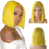 Yellow Bob Lace Front Wig Colored Short Human Hair Wigs -SULMY | SULMY.